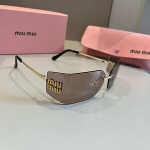 Miu Miu Sunglasses with Sleek Purple and Gold Aesthetic